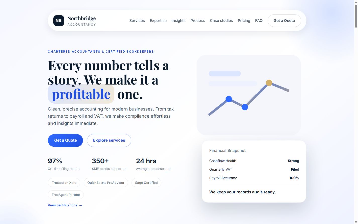 Northbridge Accountancy desktop homepage